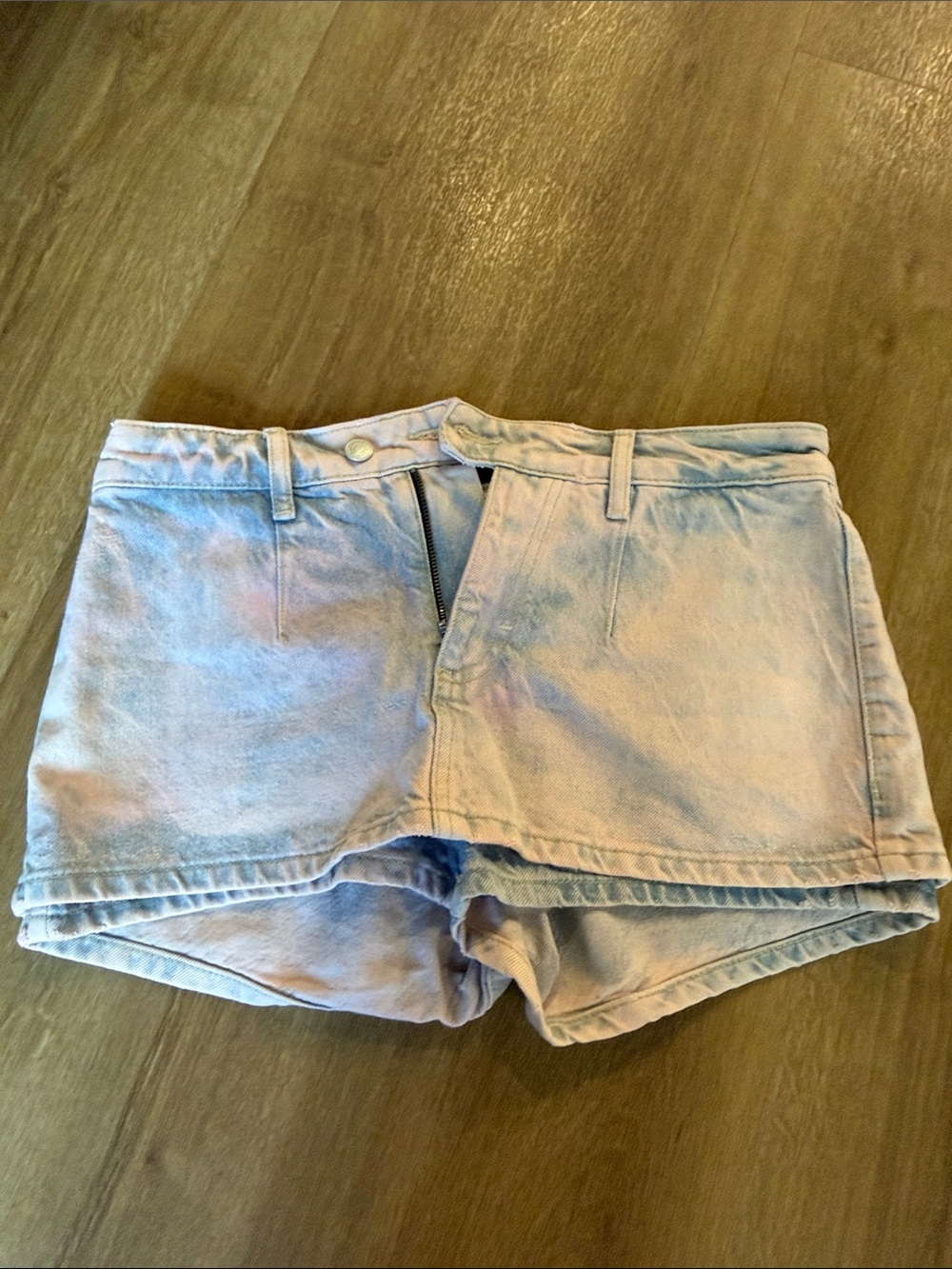 We The Free Pastel Lavender & Light Blue Denim Skort